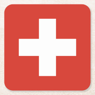 Switzerland Flag Square Paper Coaster