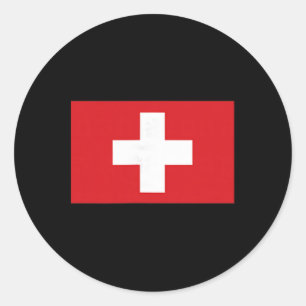 Switzerland Flag Swiss Apparel Hiking Skiing Men W Classic Round Sticker