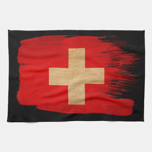 Switzerland Flag Tea Towel (Horizontal)