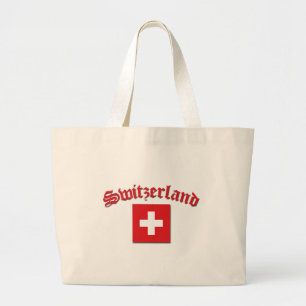 Switzerland Flag (w/inscription) Large Tote Bag