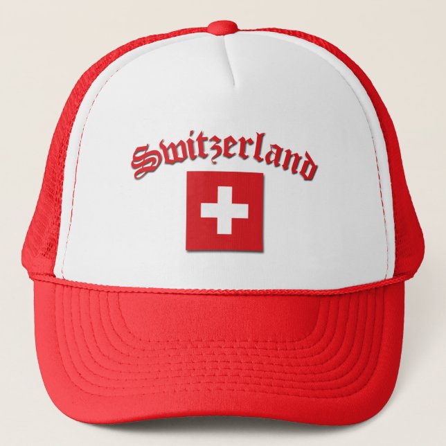 Switzerland Flag (w/inscription) Trucker Hat (Front)