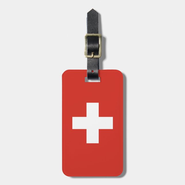 Switzerland flag - white cross luggage tag (Front Vertical)
