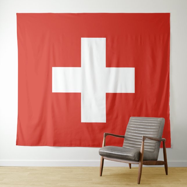 Switzerland flag - white cross tapestry (In Situ (Horizontal))