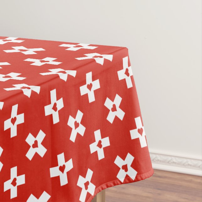 Switzerland Flag with  Heart pattern Tablecloth (In Situ)