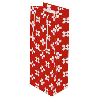 Switzerland Flag with Heart pattern Wine Gift Bag
