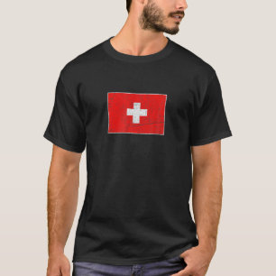 Switzerland Flag With Vintage Swiss National Color T-Shirt