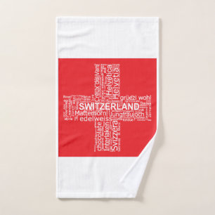 Switzerland Flag Word Cloud Hand Towel