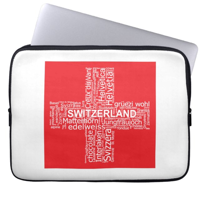 Switzerland Flag Word Cloud Laptop Sleeve (Front)
