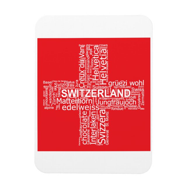 Switzerland Flag Word Cloud Magnet (Vertical)