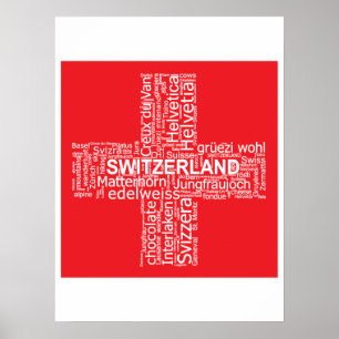 Switzerland Flag Word Cloud Poster