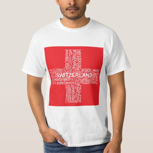 Switzerland Flag Word Cloud T-Shirt (Front)