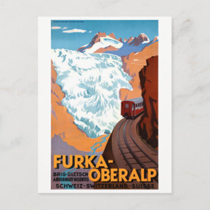 Switzerland Furka Oberalp Vintage Poster Restored Postcard