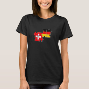 Switzerland Germany Vintage Heartbeat Flag German T-Shirt