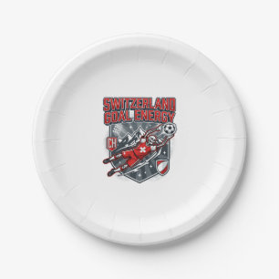 Switzerland Goal Energy Skeleton Striker Nations B Paper Plate