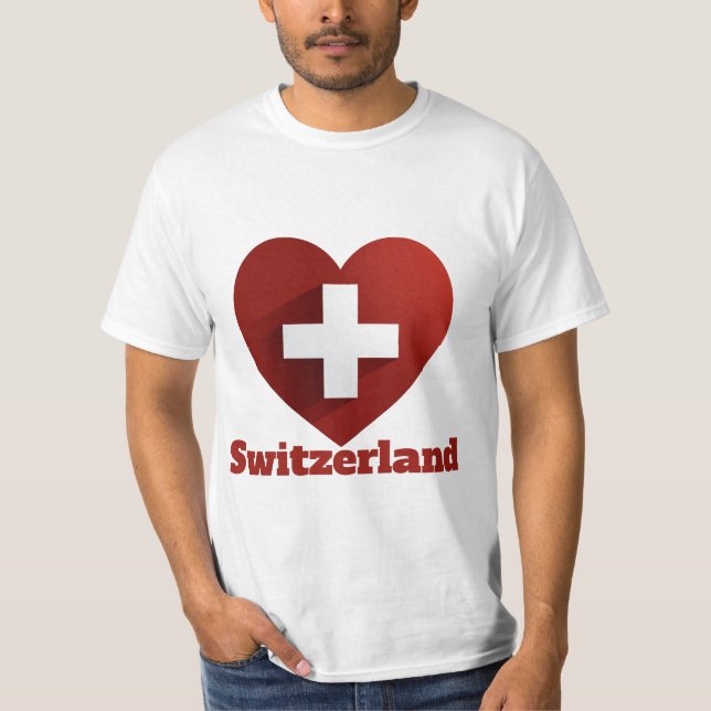 Switzerland Heart Flag T-Shirt (Front)