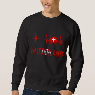 Switzerland Heartbeat EKG Pulse Schweiz Swiss Flag Sweatshirt