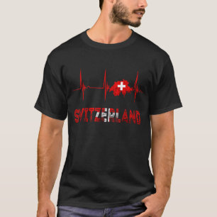 Switzerland Heartbeat EKG Pulse Schweiz Swiss Flag T-Shirt