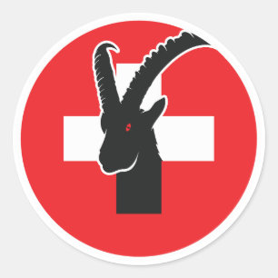 Switzerland Ibex Swiss National Animal Flag Classic Round Sticker