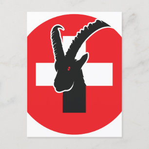 Switzerland Ibex Swiss National Animal Flag Postcard
