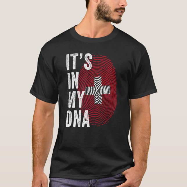 Switzerland It's In My DNA Cute Swiss Fingerprint  T-Shirt (Front)