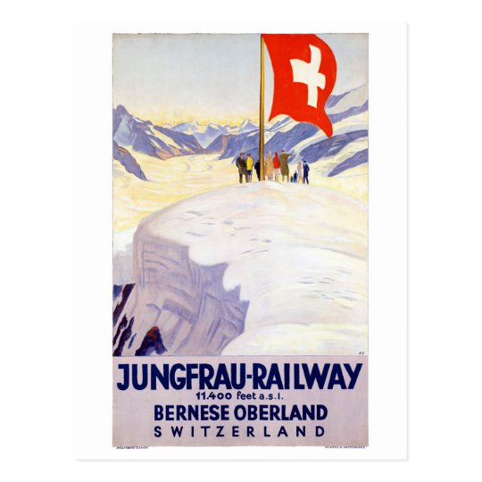 Switzerland Jungfrau Railway Vintage Poster Postcard