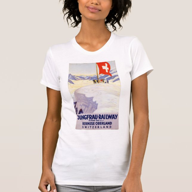 Switzerland Jungfrau Railway Vintage Poster T-Shirt (Front)