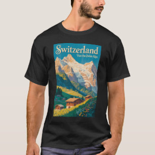 Switzerland Landscape Illustration Travel Art T-Shirt
