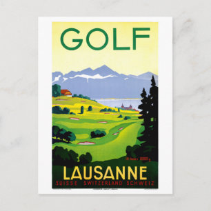 Switzerland Lausanne Golf Vintage Travel Poster Postcard