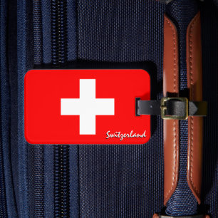Switzerland Luggage Tags, patriotic Swiss Flag Luggage Tag