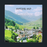 SWITZERLAND MAGNET<br><div class="desc">SWISS VILLAGE NESTLED IN THE MOUNTAINS</div>