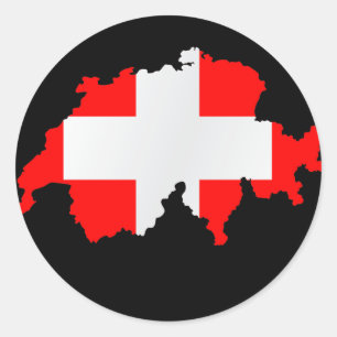 switzerland map and flag - sticker