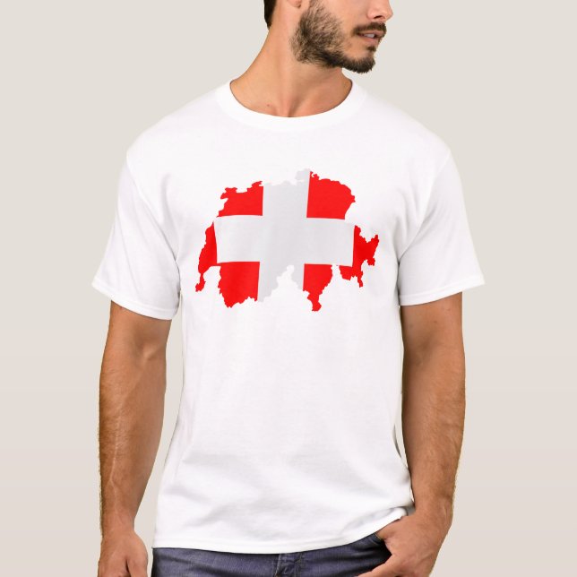 Switzerland Map and Flag T-Shirt (Front)