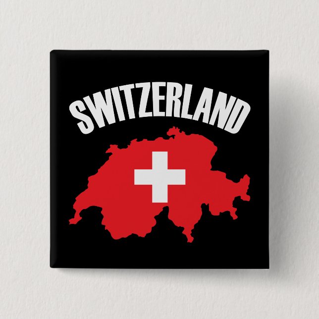 Switzerland Map Flag 15 Cm Square Badge (Front)