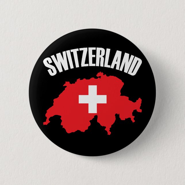 Switzerland Map Flag 6 Cm Round Badge (Front)