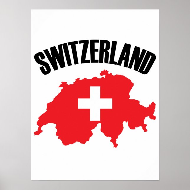 Switzerland Map Flag Poster (Front)