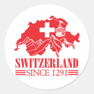 Switzerland Map Flag Since 1291 Mountains Classic Round Sticker