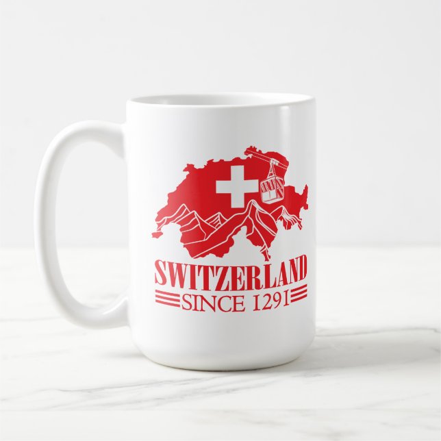 Switzerland Map Flag Since 1291 Mountains Coffee Mug (Left)