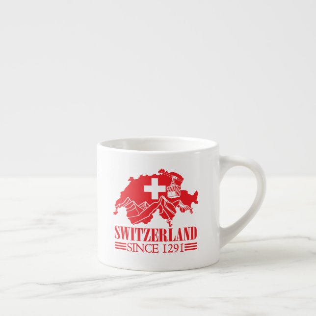 Switzerland Map Flag Since 1291 Mountains Espresso Cup (Right)