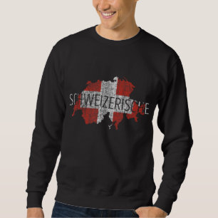 Switzerland Map Flag Souvenir - Distressed Schweiz Sweatshirt