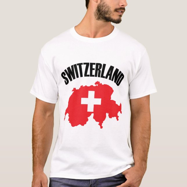 Switzerland Map Flag T-Shirt (Front)
