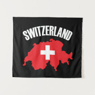 Switzerland Map Flag Tapestry