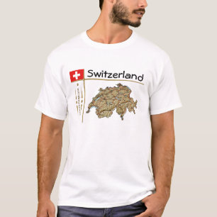 Switzerland Map + Flag + Title T-Shirt