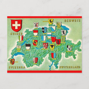 Switzerland Map Postcard
