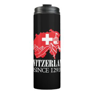 Switzerland Map Since 1291 Mountains Swiss Flag Thermal Tumbler