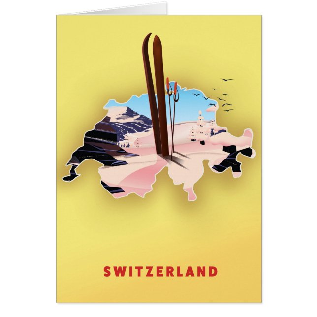 Switzerland map Ski sporting travel poster (Front)