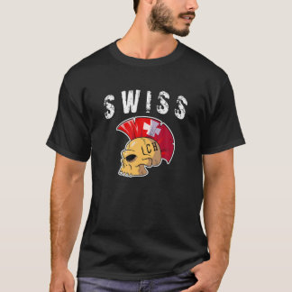 Switzerland Mohawk Skull Design Sport Supporter Su T-Shirt