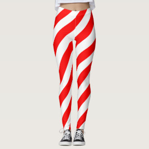 Switzerland National Flag Colours Diagonal Striped Leggings