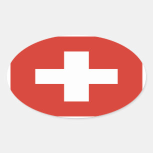 Switzerland National Flag Oval Sticker