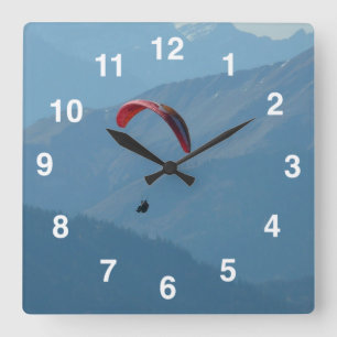 Switzerland Paraglider Square Wall Clock