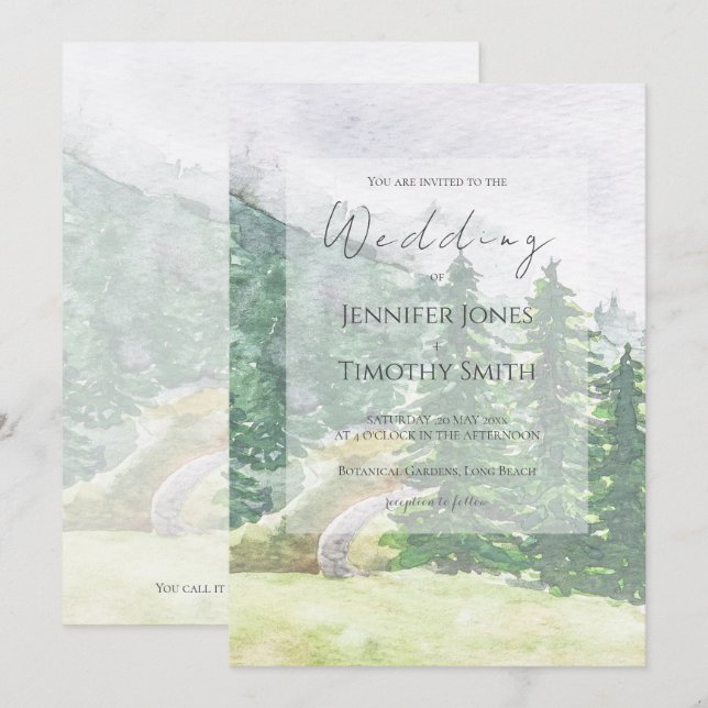 Switzerland pine forest  wedding invitation  (Front/Back)